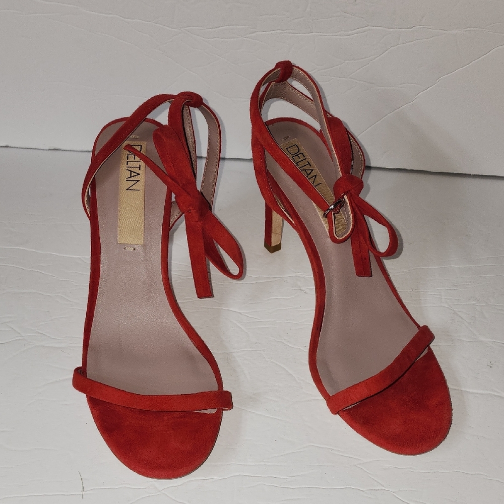 Red Suede Women's Heeled Sandals